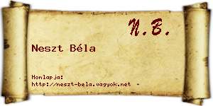 Neszt Béla névjegykártya
